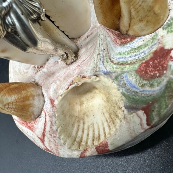 Vintage 1950s Shell Jesus Crucifix Religious Figurine Dish Beach Nautical Kitsch - Picture 8 of 11